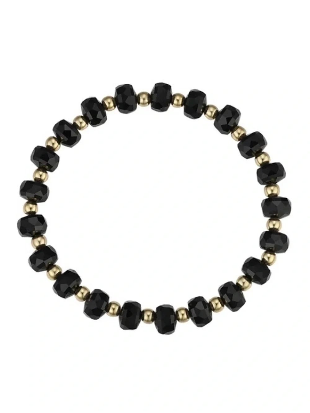 Macy’s Black Crystal and 14K Gold Plated Ball Stretch Bracelet
